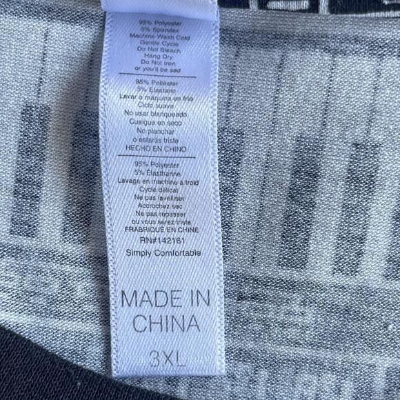 Lularoe Shirt Womens 3XL Black White Keyboard Piano Print Stretchy Music Graphic - Picture 5 of 9
